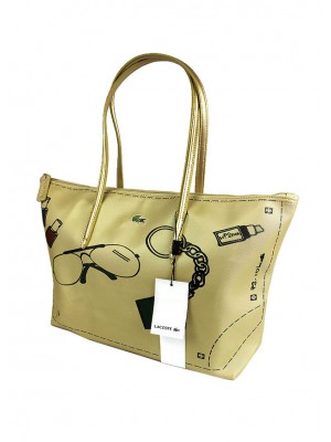 LAC031*LACOSTE LARGE TOTE BAG  (GOLD MULTI)